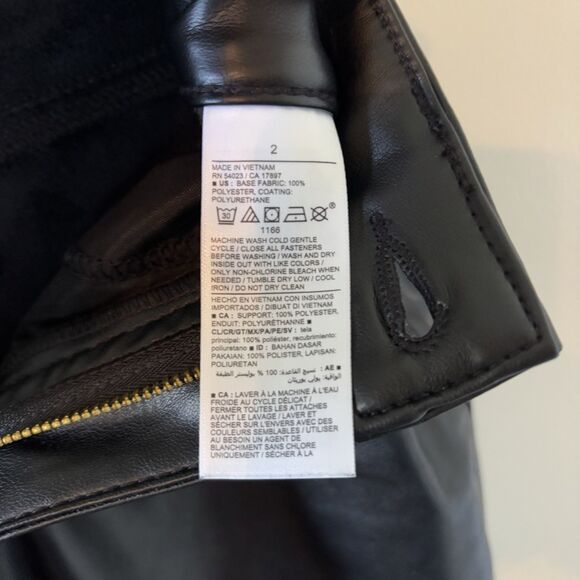 Old Navy High Waisted OG Straight Pants Black Faux Leather Womens Sz 2 - Picture 6 of 8